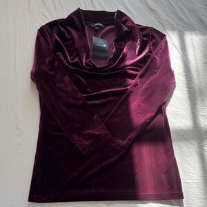 NWT Lands' End Burgundy Velour Cowl Neck Blouse